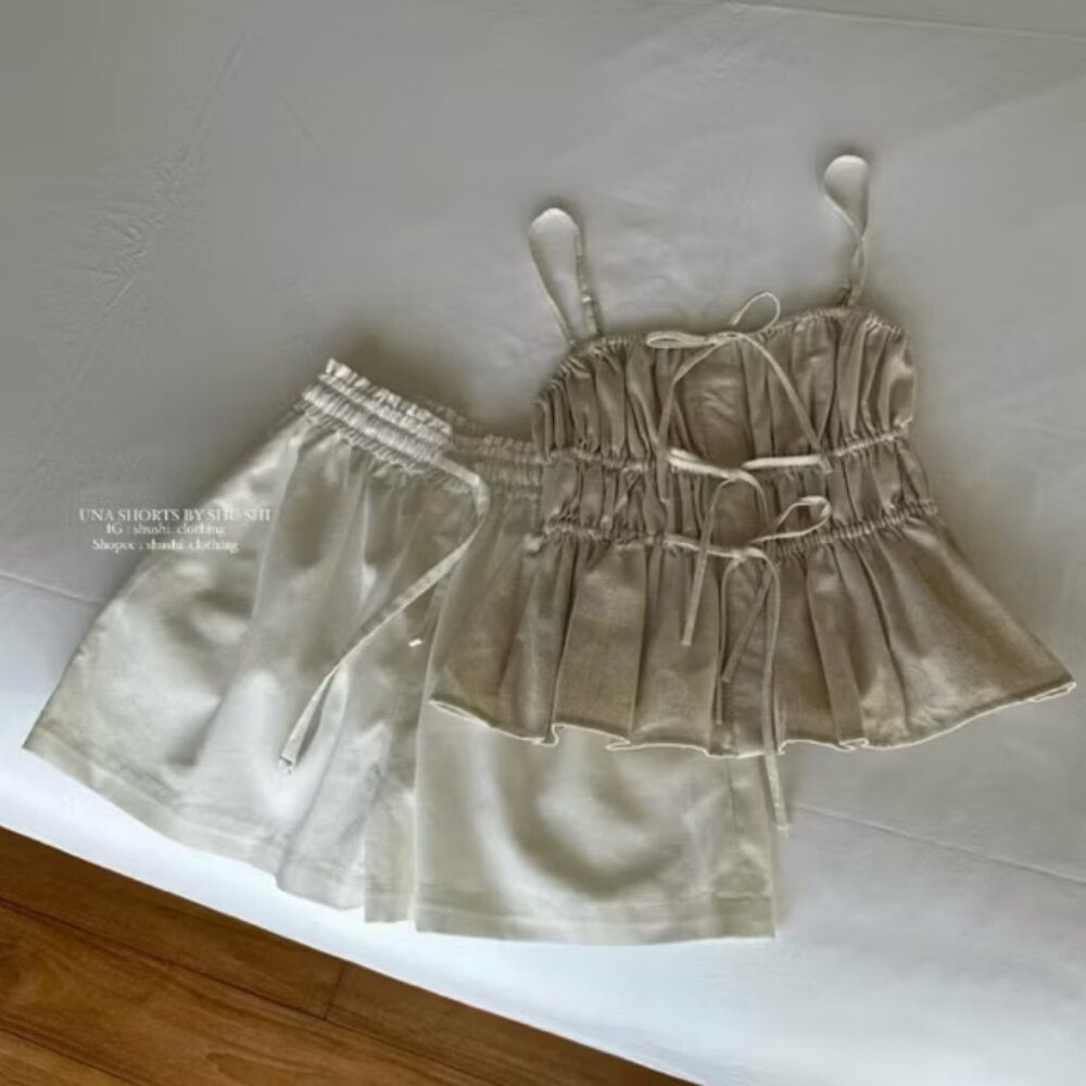 NWT New with Tags White Linen Elastic Shorts
